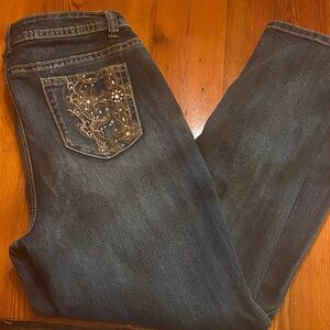 Cato Dark Blue Boot Cut Jeans with Embellished Pocket